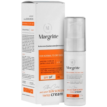 تصویر  کرم ضد آفتاب روشن کننده SPF50 پوست نرمال تا خشک مارگریت - بژ روشن