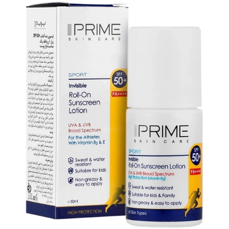 تصویر  لوسیون رولی ضد آفتاب SPF50 انواع پوست پرایم - بی رنگ