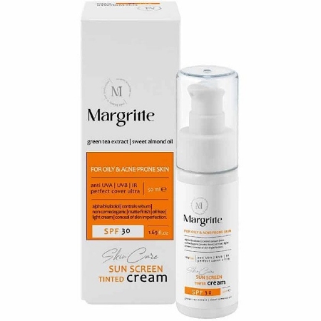 تصویر  کرم ضد آفتاب SPF 30 مارگریت پوست معمولی تا چرب - بژ روشن