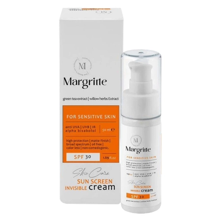 تصویر  کرم ضدآفتاب پوست حساس فاقد چربی SPF30 مارگریت - بی رنگ