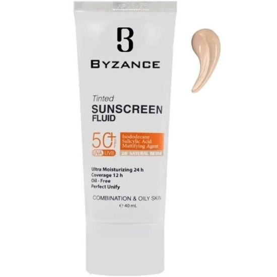 تصویر  کرم ضد آفتاب فاقد چربی بیزانس +SPF50 شماره 20 - بژ طبیعی