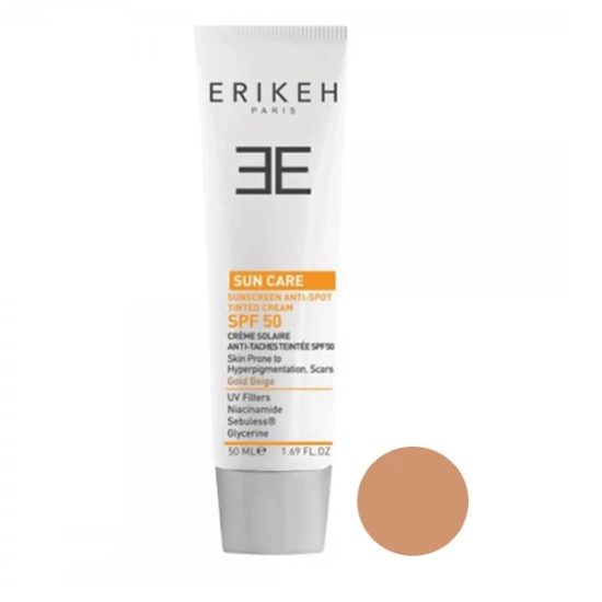 تصویر  کرم ضد آفتاب و ضد لک SPF50  فاقد چربی اریکه - بژ طلایی