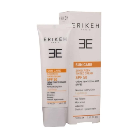 تصویر  کرم ضد آفتاب SPF50 اریکه مناسب پوست نرمال تا خشک - بژ روشن